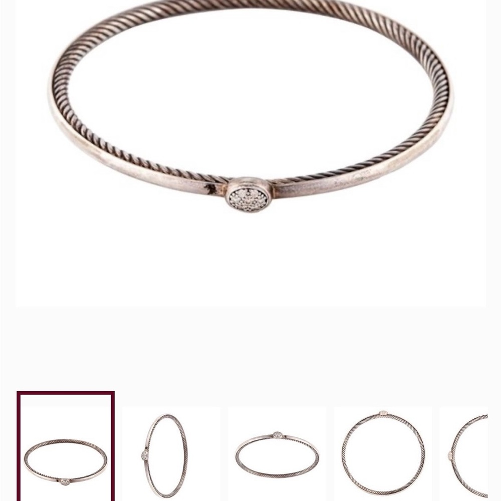 David Yurman Sterling Silver Confetti Diamond Cable Bangle Set